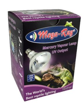 Warmtelamp met UVB kopen voor reptielen? Mega-Ray Basking Lamp D3 UV 160W | 130160 | 4050644602074
